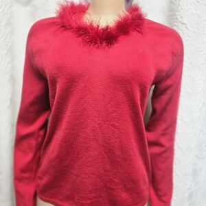 Cato Red Feather Accent Sweater